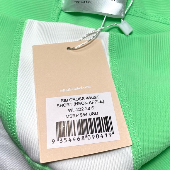 Activewear Shorts Rib Cross Waist Neon Apple Bike Yoga Shorts Gym - Picture 7 of 10